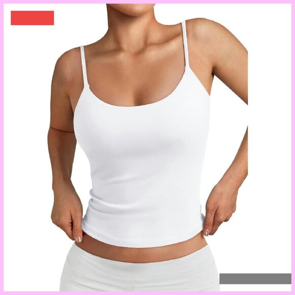 Double Lined Spaghetti Strap Tank Top, Y2K Workout Camisole, XS-L - Picture 1 of 4